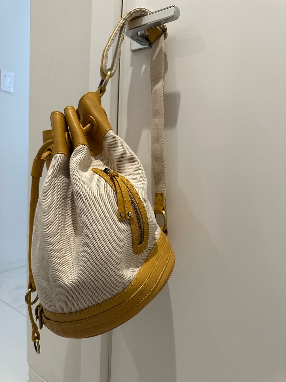 Via Spiga Canvas and Leather Sling Bucket Bag - Picture 15 of 16